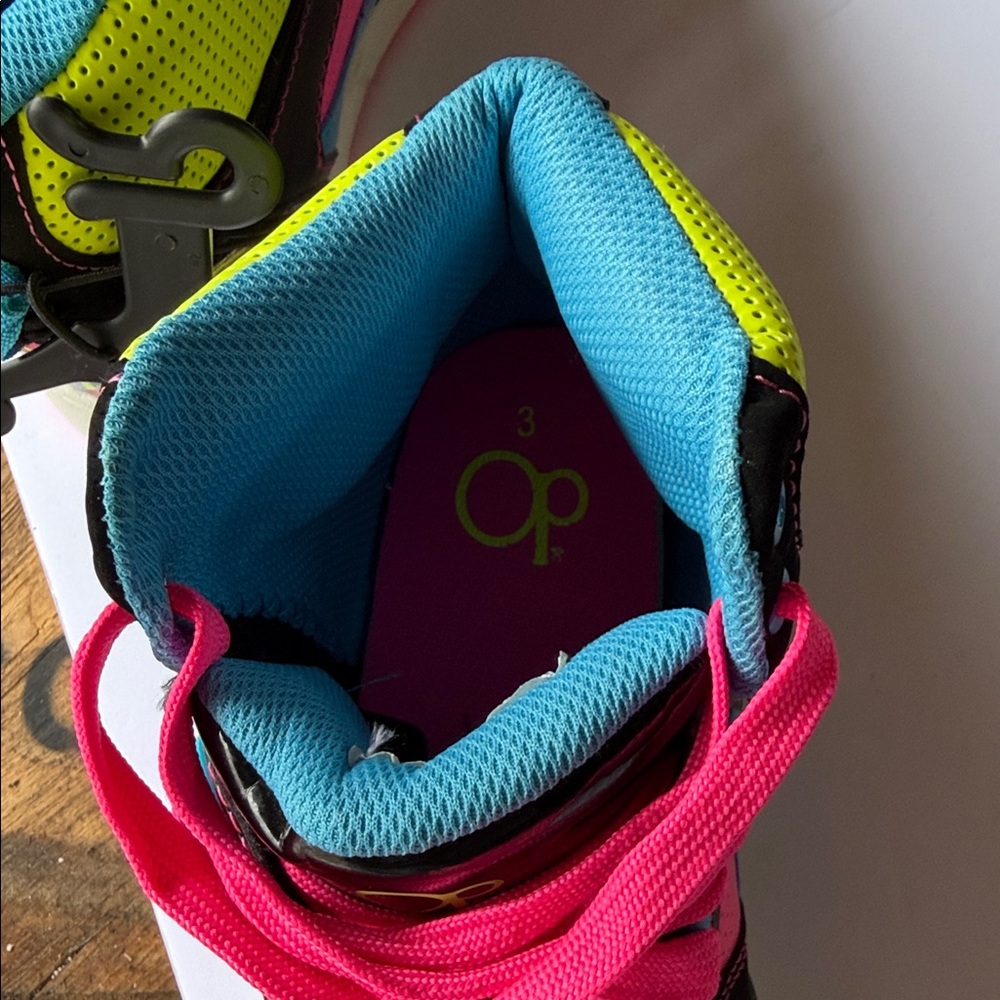 OP Kids Neon Yellow, Hot Pink & Teal High-Top Sneakers - Picture 9 of 10